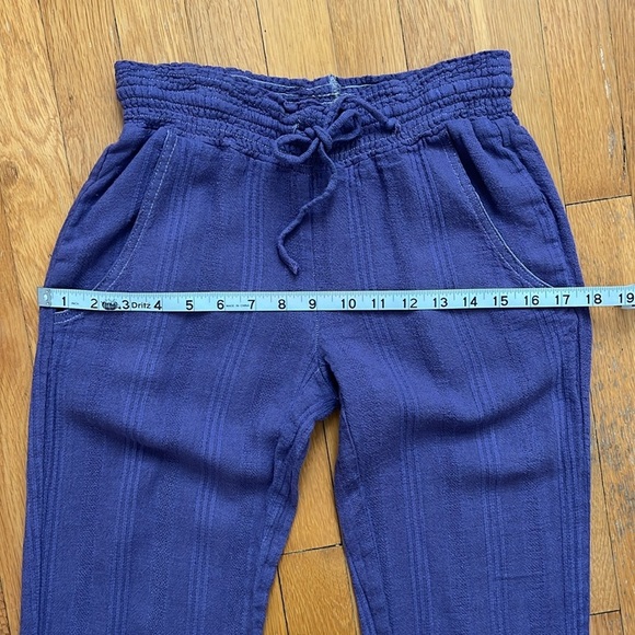 Vintage Y2K Low Rise Linen Blend Purple Beach Easy Pants Summer Elastic Waist - Picture 9 of 13